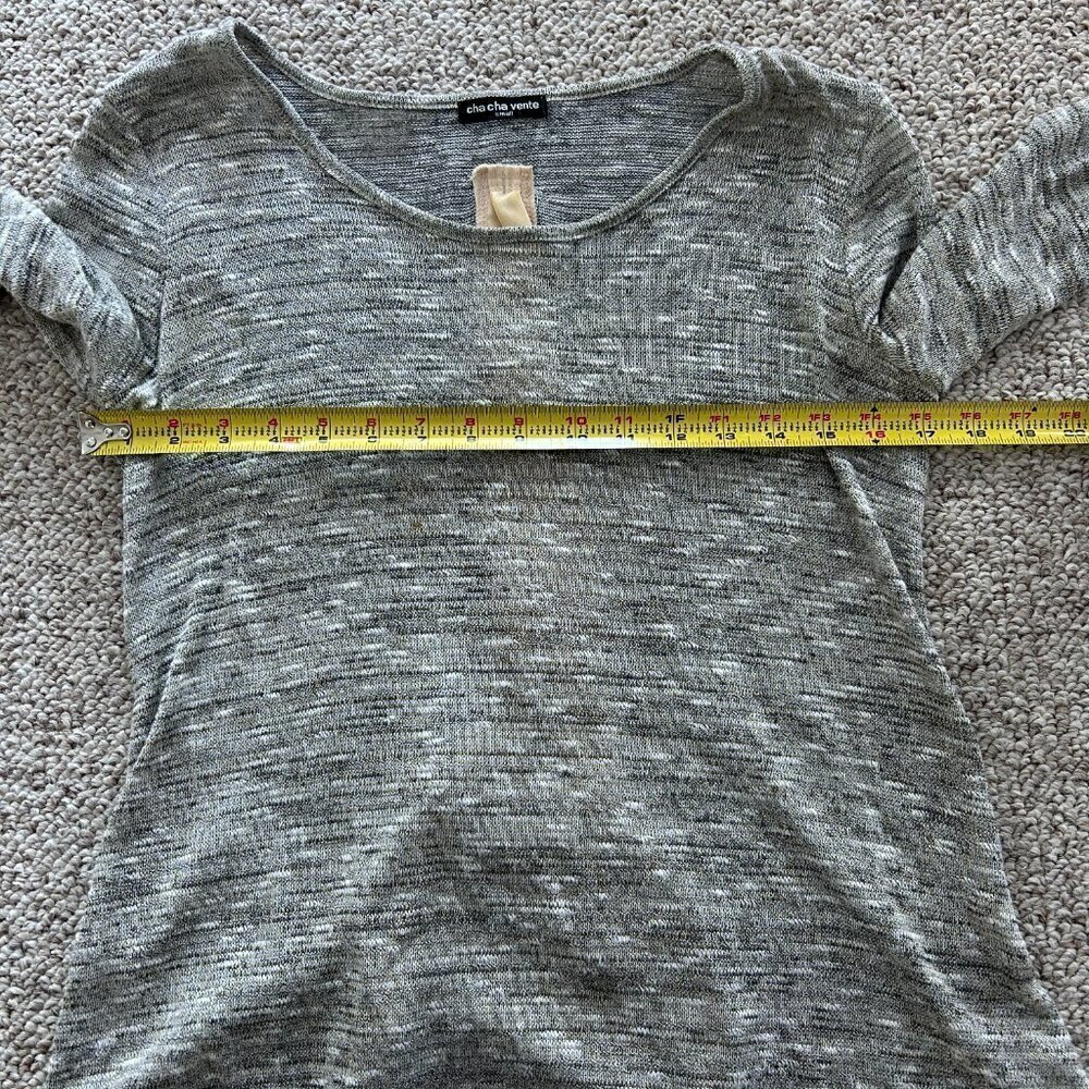 Cha Cha Vente S Lightweight Sweater Gray Cream Zipper Office Siren - Picture 5 of 6